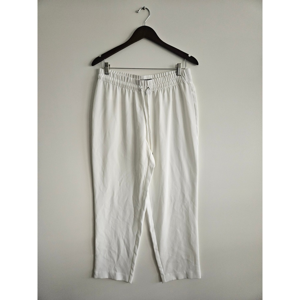 Chicos Black Label White Ankle Pants Size 1 US 8 Elastic Waist Pull On Career - Picture 2 of 4